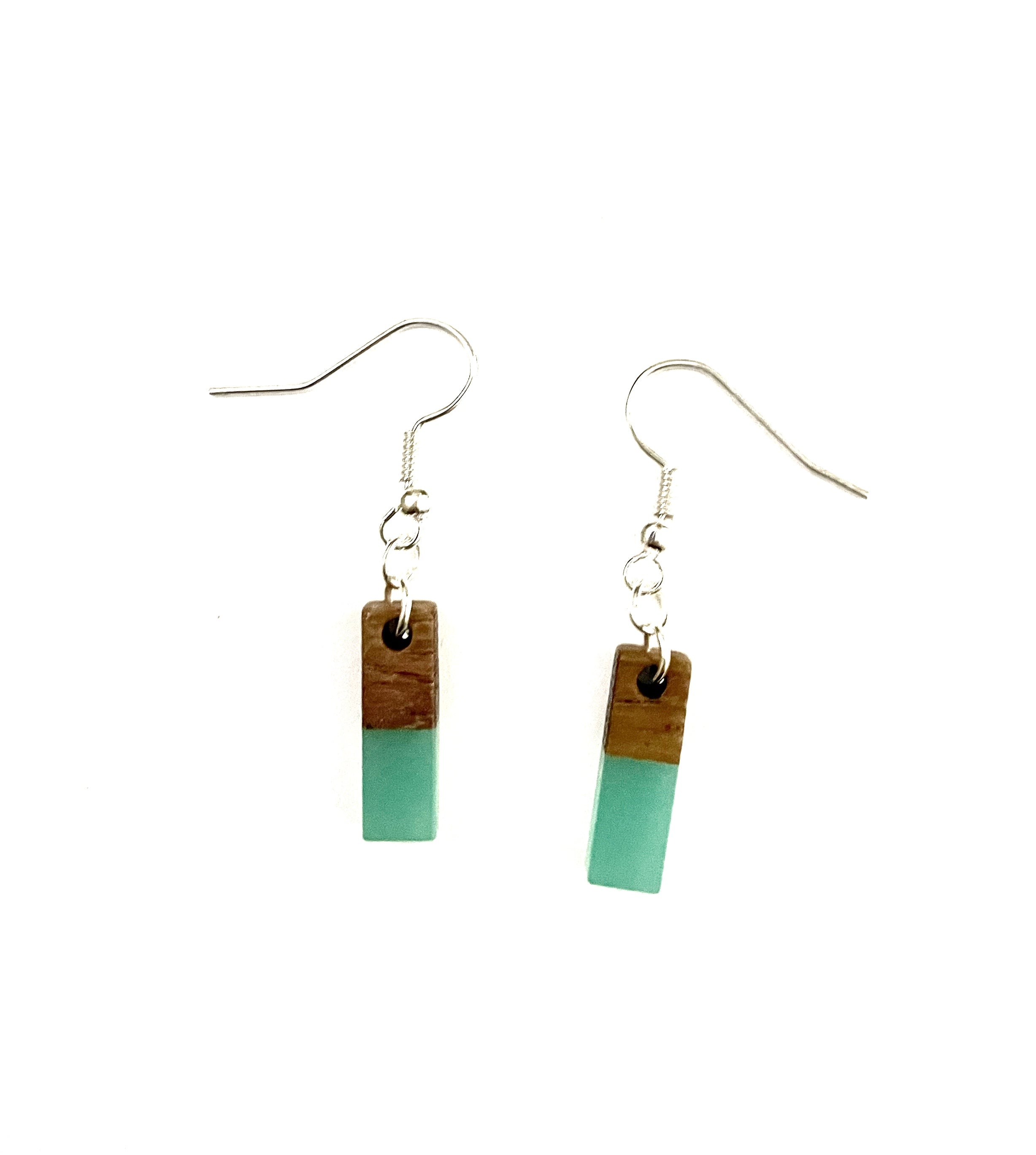 Extra Small Rectangle Resin & Wood  Earrings