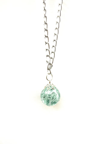 Light Teal Blue Marble Necklace