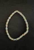 Clear Barrel Bead with Lime Green Accents Stretchy Bracelet