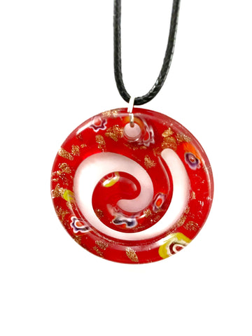 Red and Gold Foil Glass Necklace