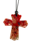Red Glass with Color Cross Glass Necklace