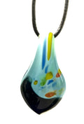 Light Blue with Dark Blue Glitter Glass Necklace
