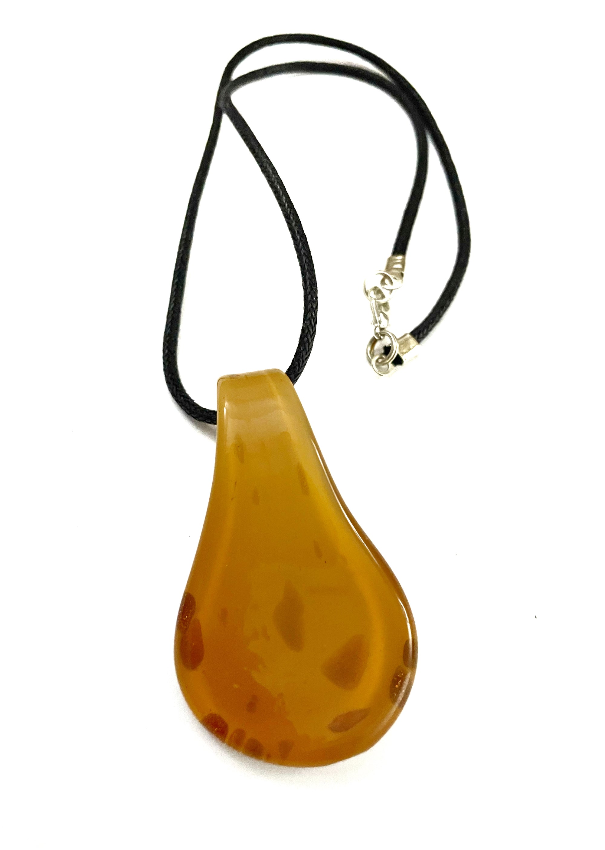 Amber with Brown Specks Glass Necklace