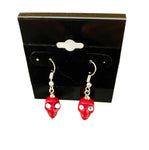 Red Howlite Skull Earrings