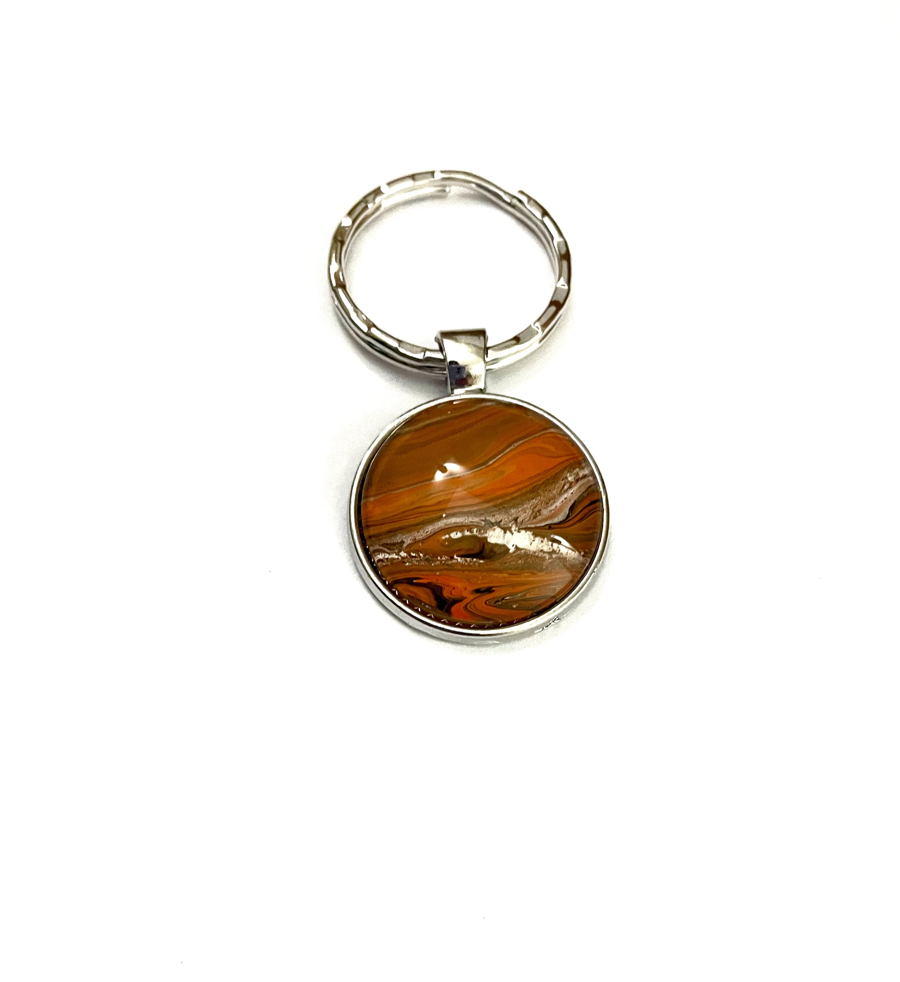 Orange Acrylic Paint Key Ring