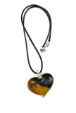 Blue and Yellow Heart Glass Necklace