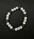 White with Black Line Howlite and Black Lava Stone Bracelet
