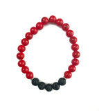 Opaque Red and Black Lava Stone Bracelet