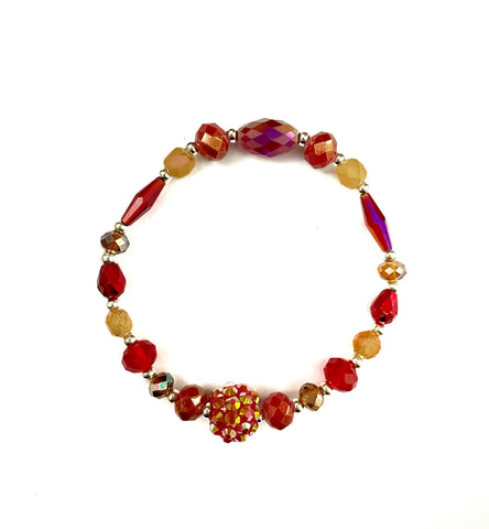 Assorted Red Beads Stretchy Bracelet