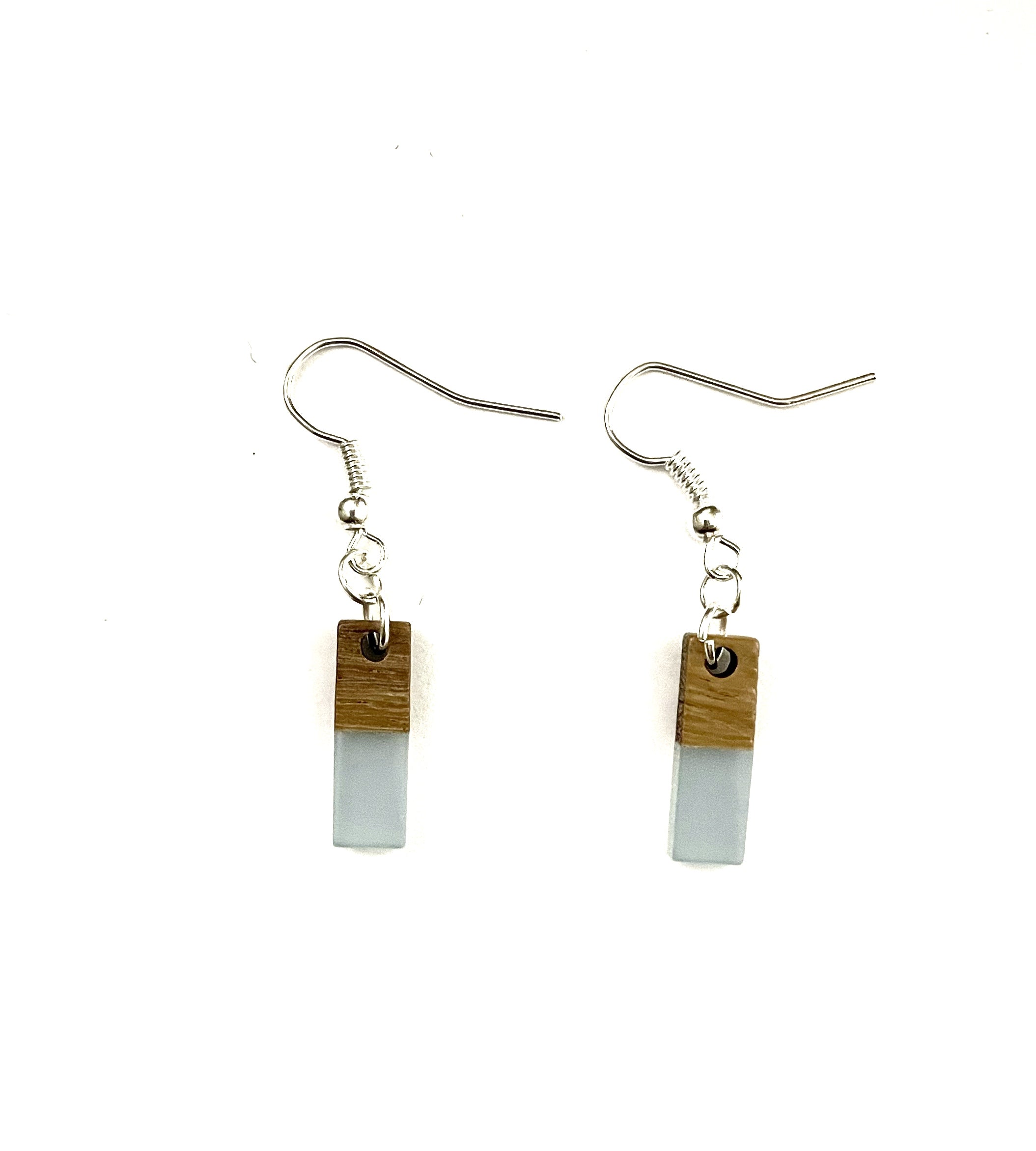 Extra Small Rectangle Resin & Wood  Earrings