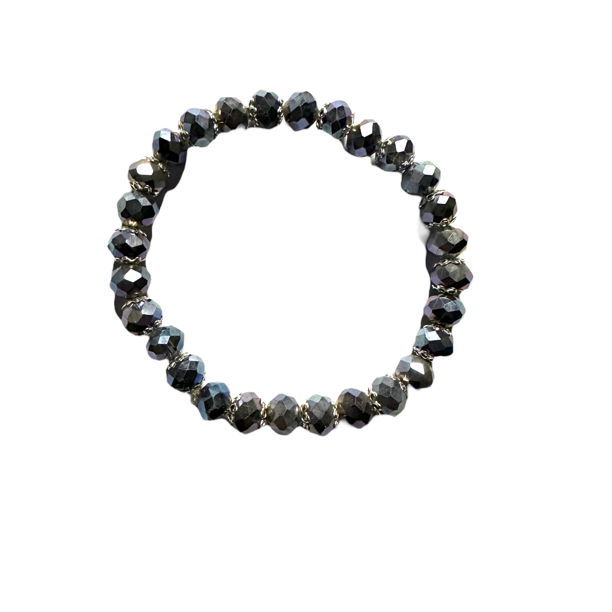 Silver Glass Stretchy Bracelet