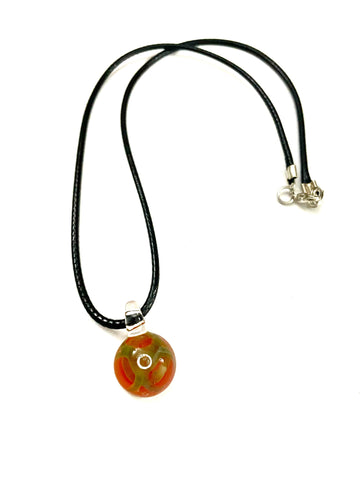 Orange with Green Glass Necklace