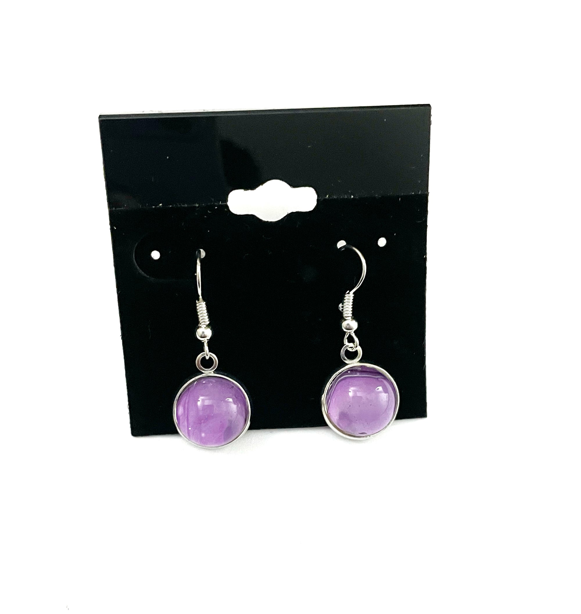 Purple Acrylic Paint Earrings - Dangle