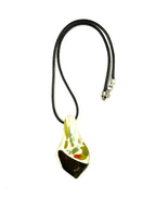 Colorful White with Red Glitter Glass Necklace