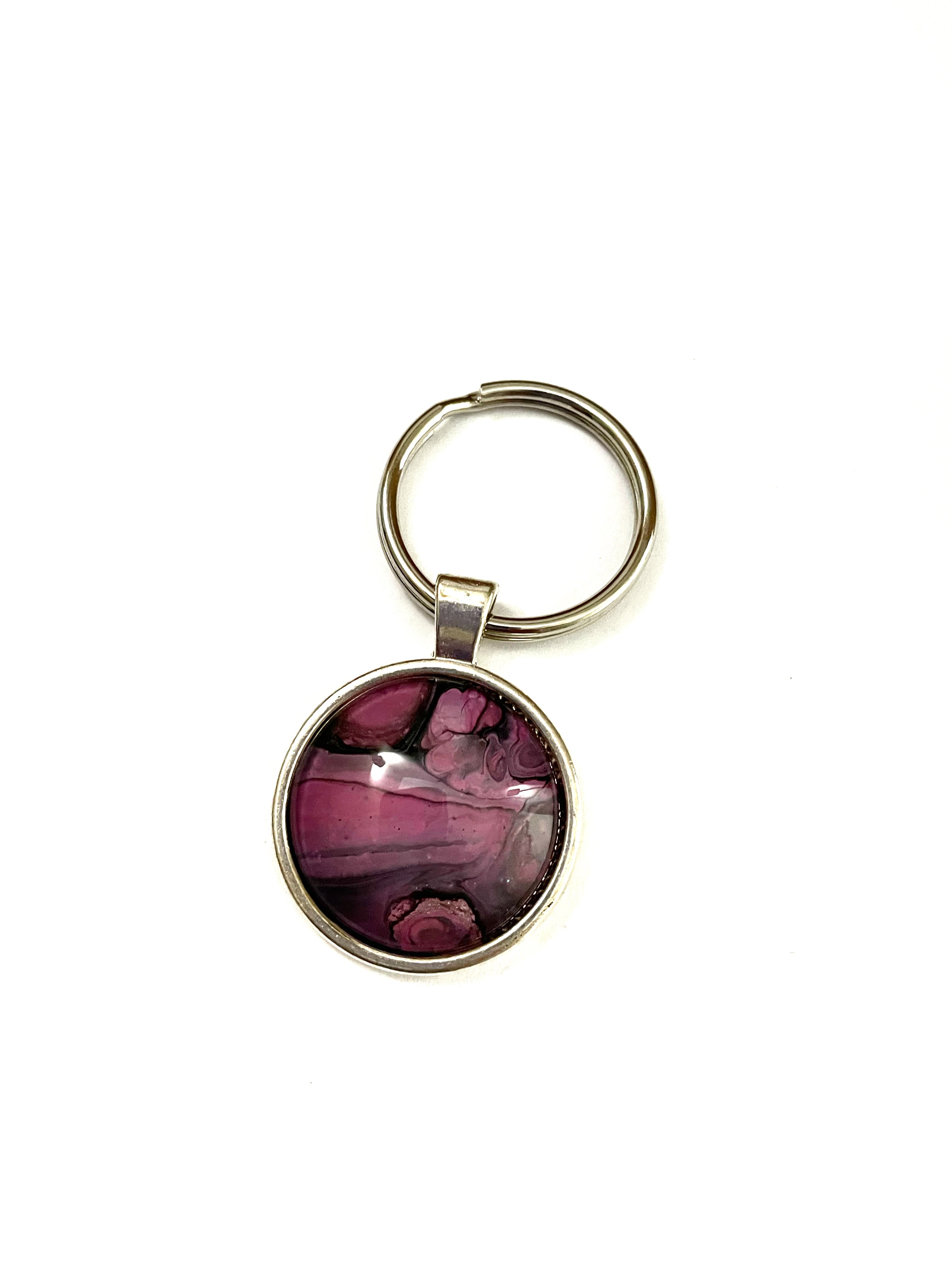 Pink Acrylic Paint Key Ring