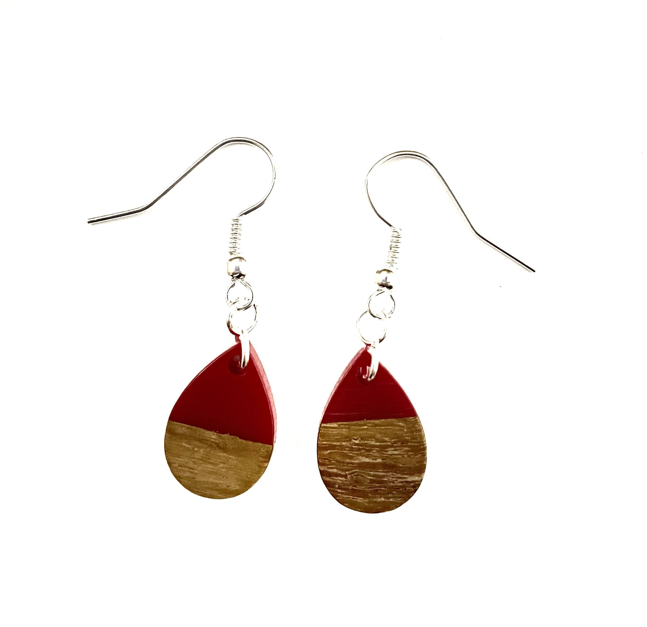 Extra SmallTeardrop Resin & Wood  Earrings