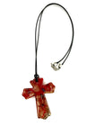 Red Glass with Color Cross Glass Necklace