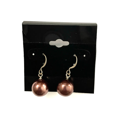 Brown Glass Pearl Earrings