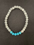 Milky White and Bright Turquoise Lava Stone Bracelet