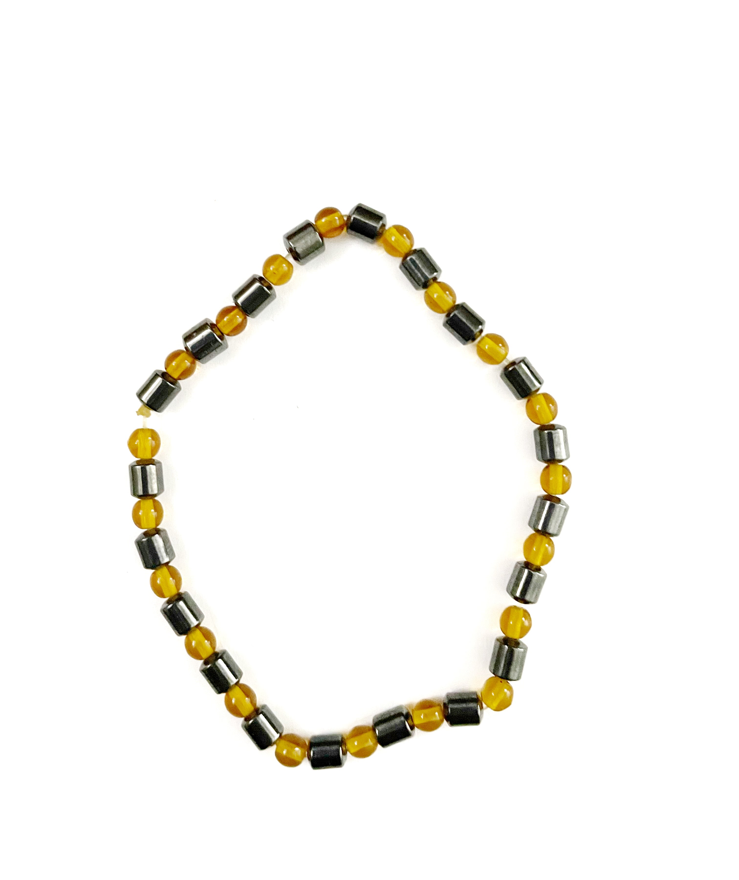 Amber Glass with Hematite Stretchy Bracelet