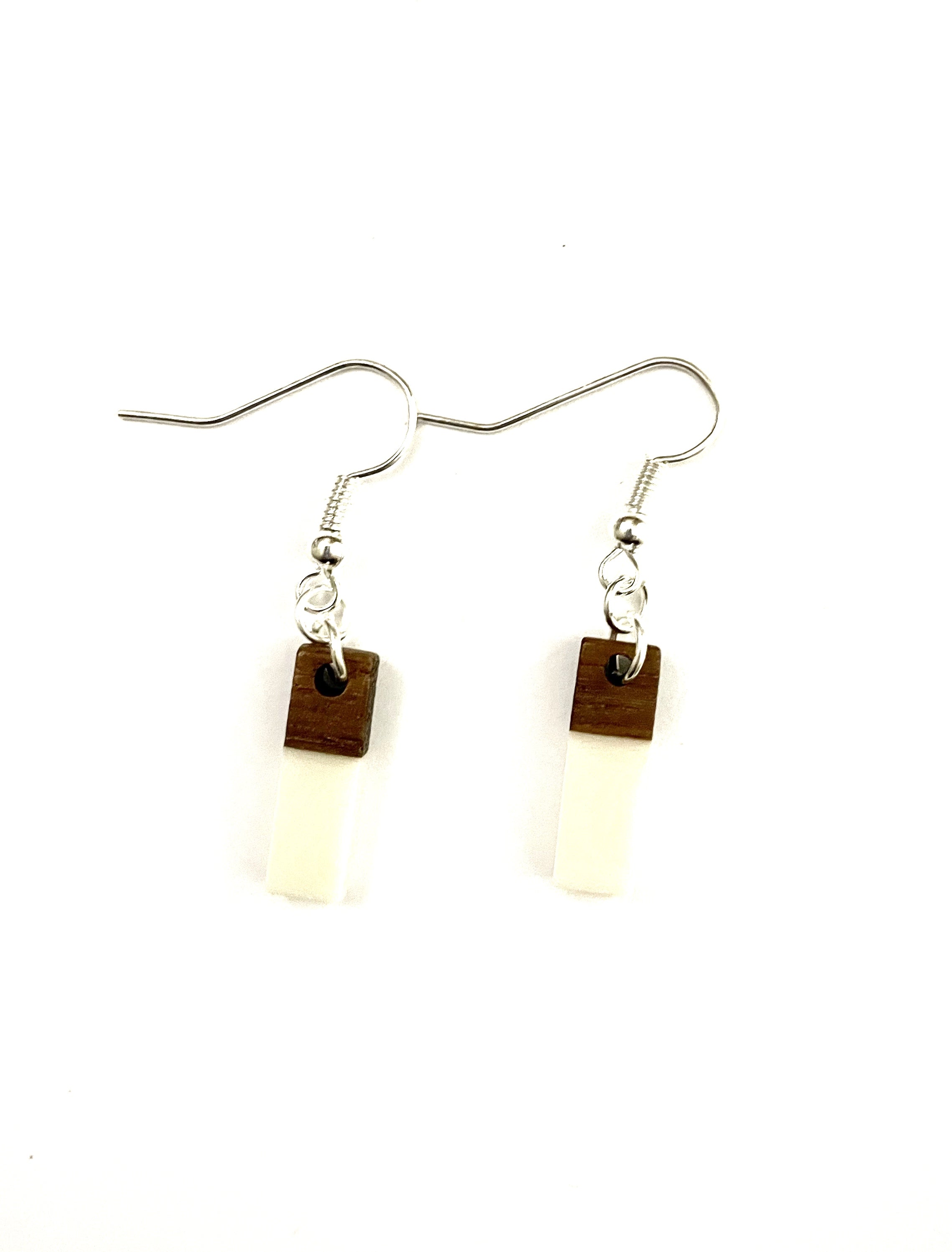 Extra Small Rectangle Resin & Wood  Earrings