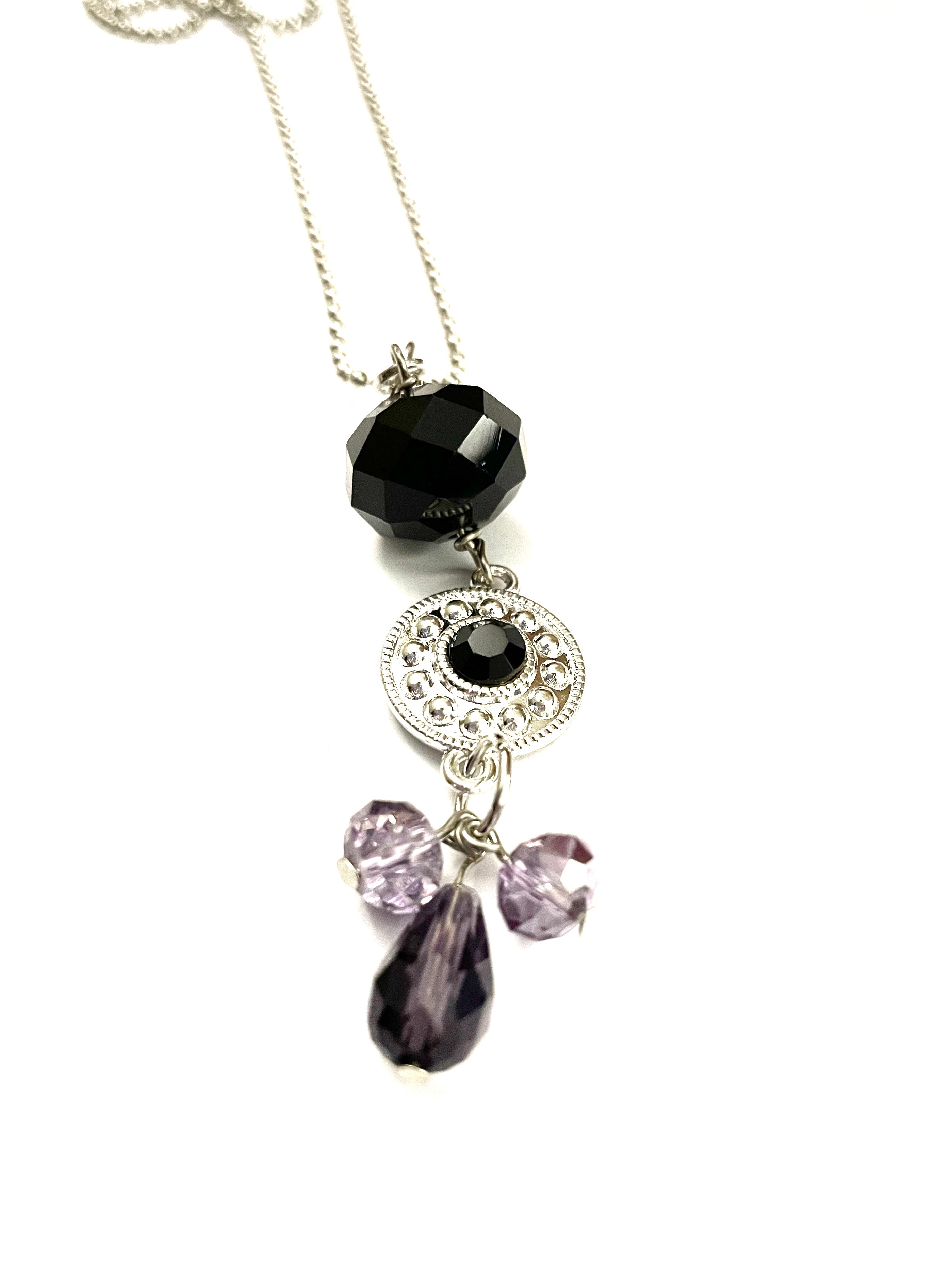Black and Purple Dangle Necklace