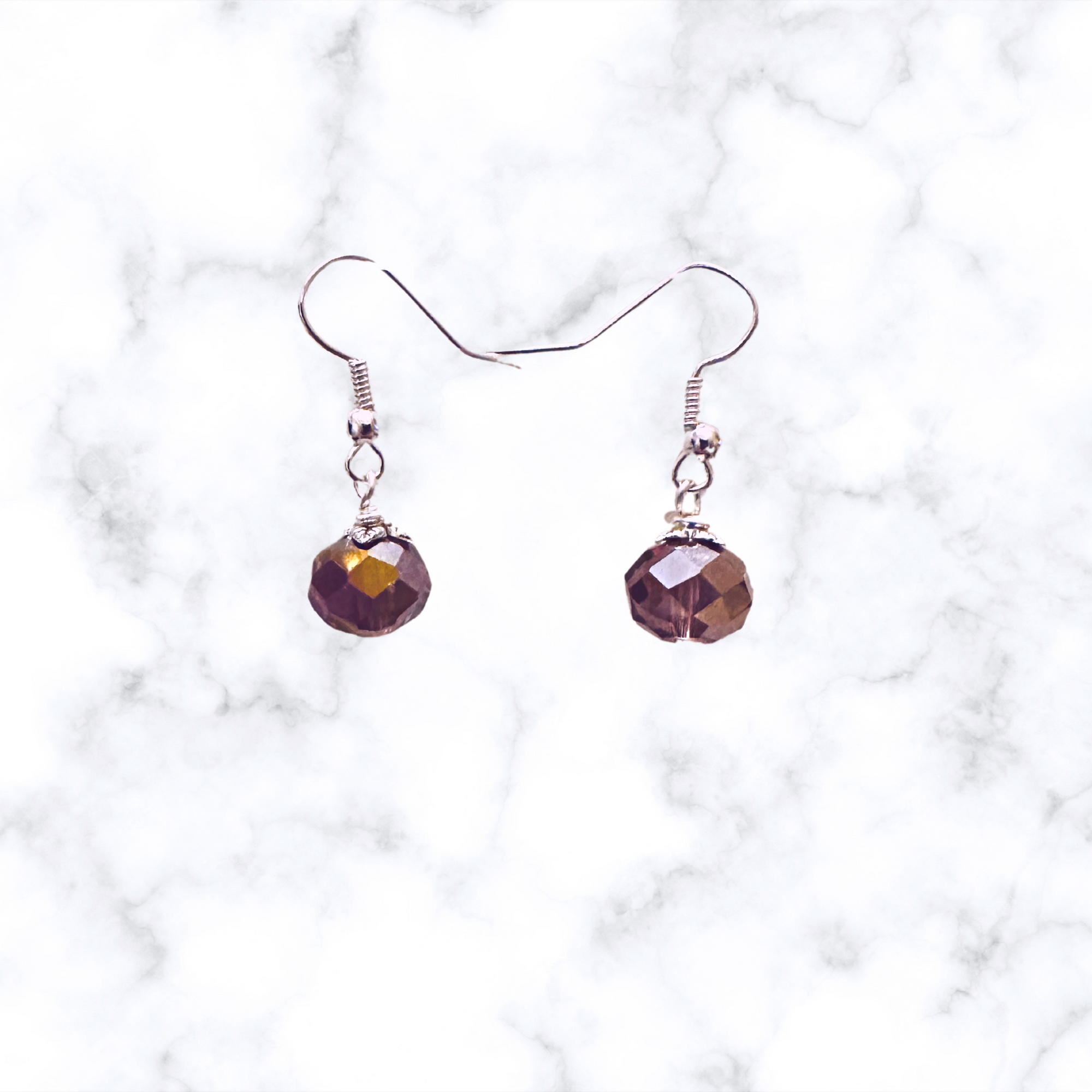 Purple Rondelle Glass Earrings