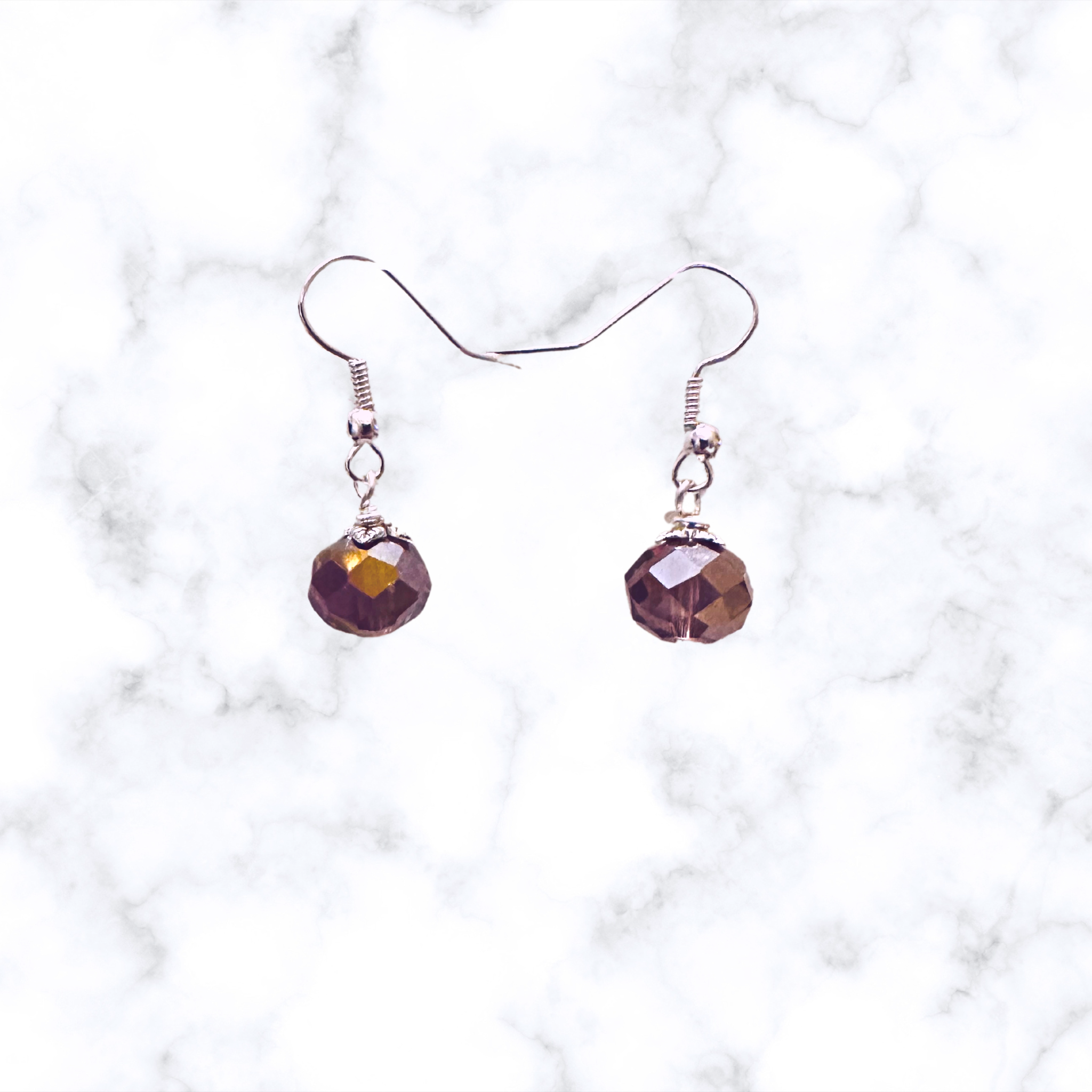 Purple Rondelle Glass Earrings