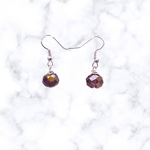 Purple Rondelle Glass Earrings