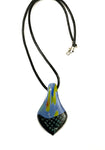 Blue Glass with Dichroic Bottom Necklace