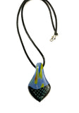 Blue Glass with Dichroic Bottom Necklace