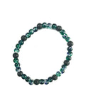 Transparent Green Speckles and Black Lava Stone Bracelet