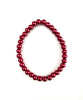 Cranberry Glass Pearl Stretchy Bracelet