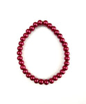 Cranberry Glass Pearl Stretchy Bracelet
