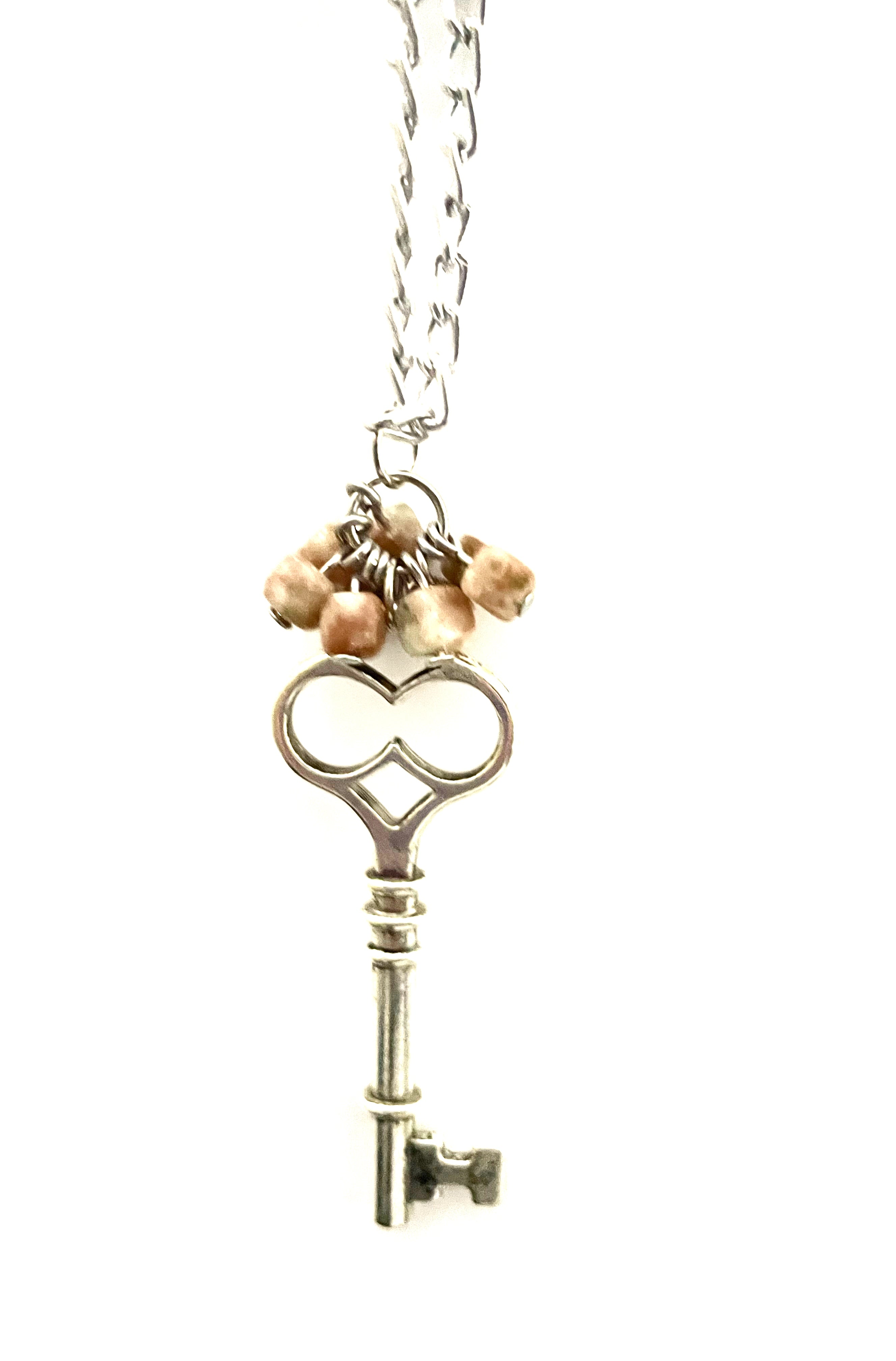 Large Key with Red Vein Jasper Necklace