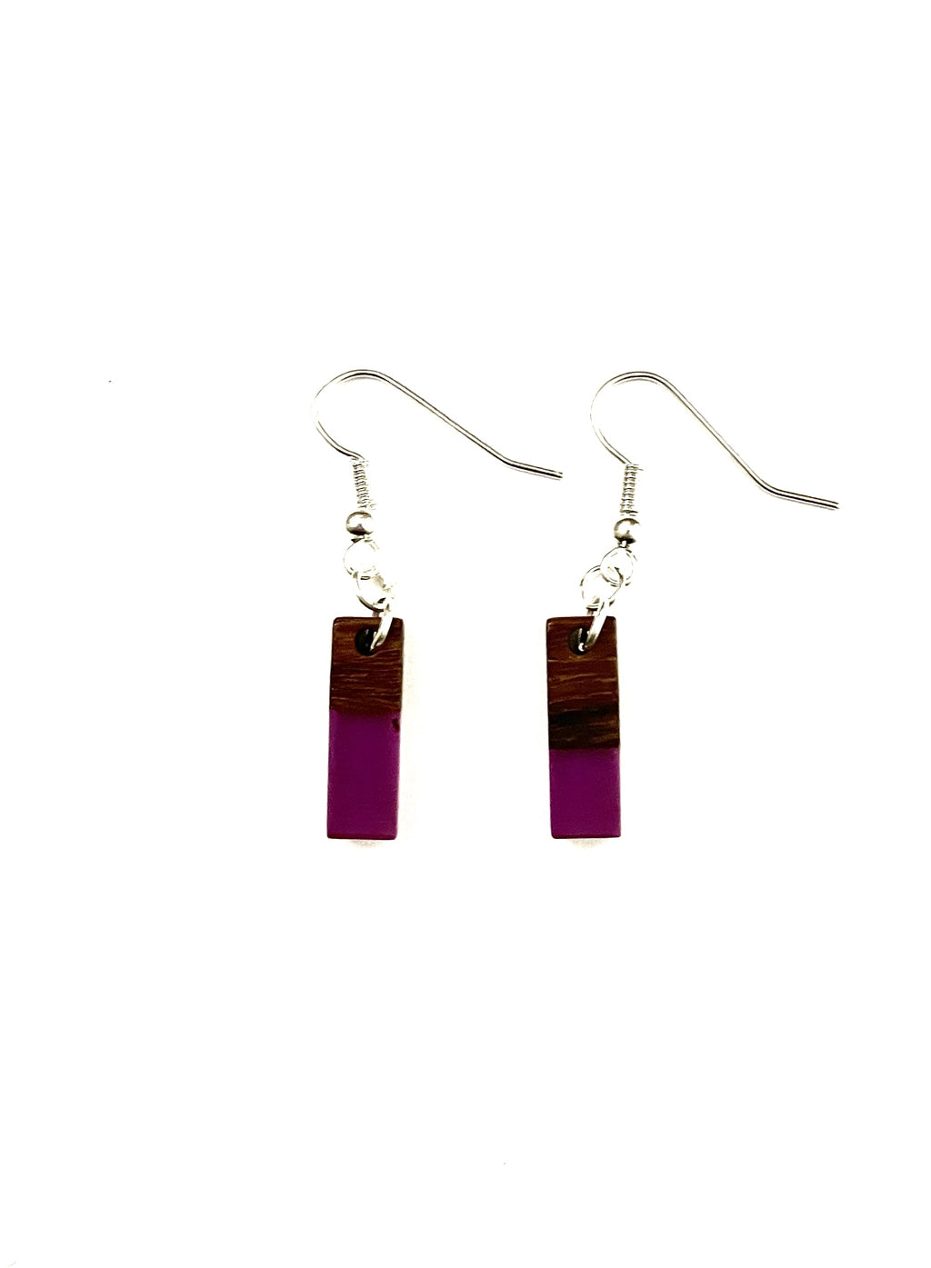 Extra Small Rectangle Resin & Wood  Earrings