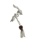 Purple and Black with Silver Chain Tassel Necklace