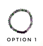 Green and Purple Glass and Purple Lava Stone Bracelet
