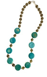 Chalk Turquoise and Smoky Brown Glass Necklace