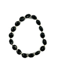 Black Glass and Silver Stretchy Bracelet
