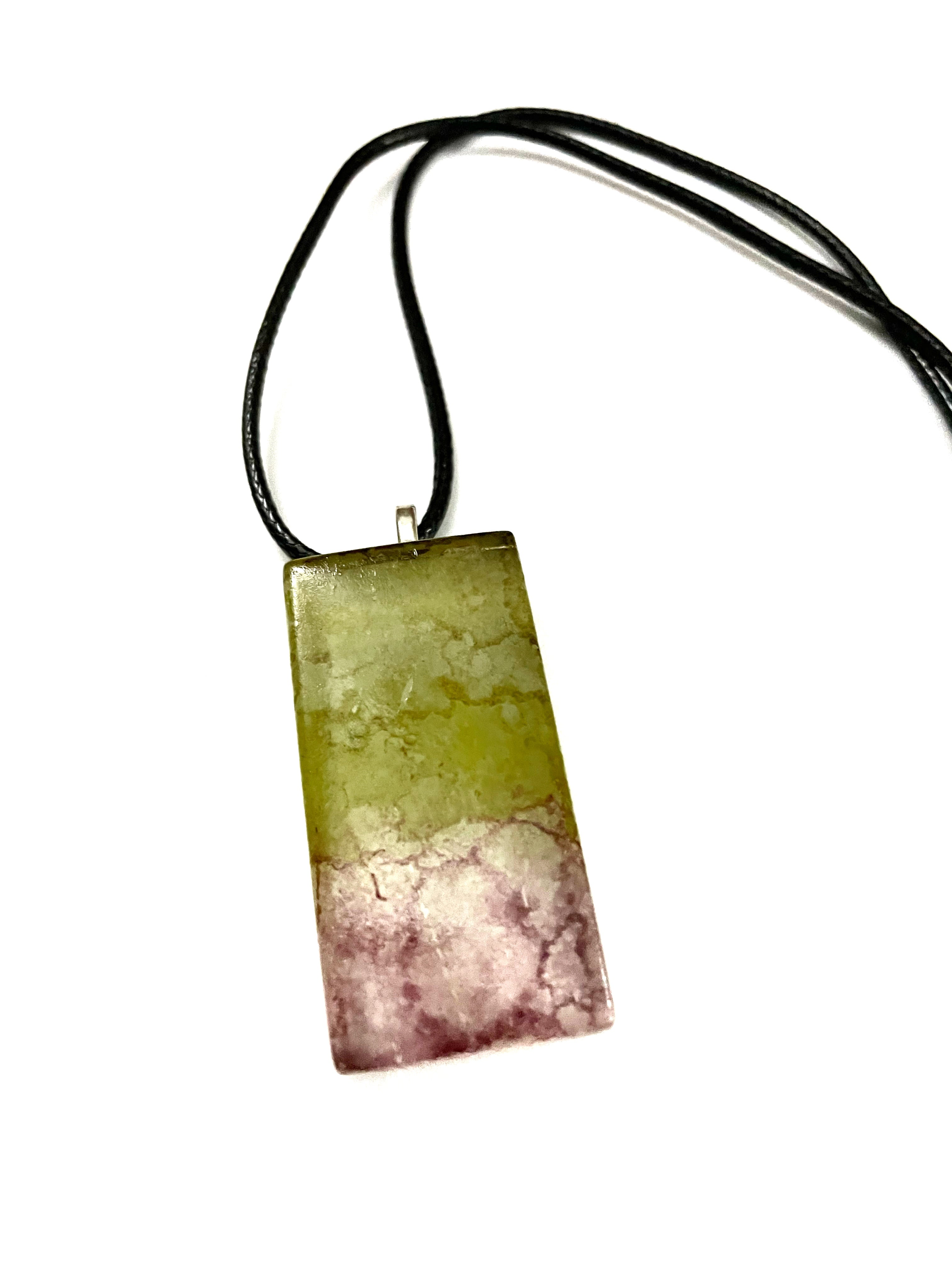 Green and Purple Rectangle Tile Necklace