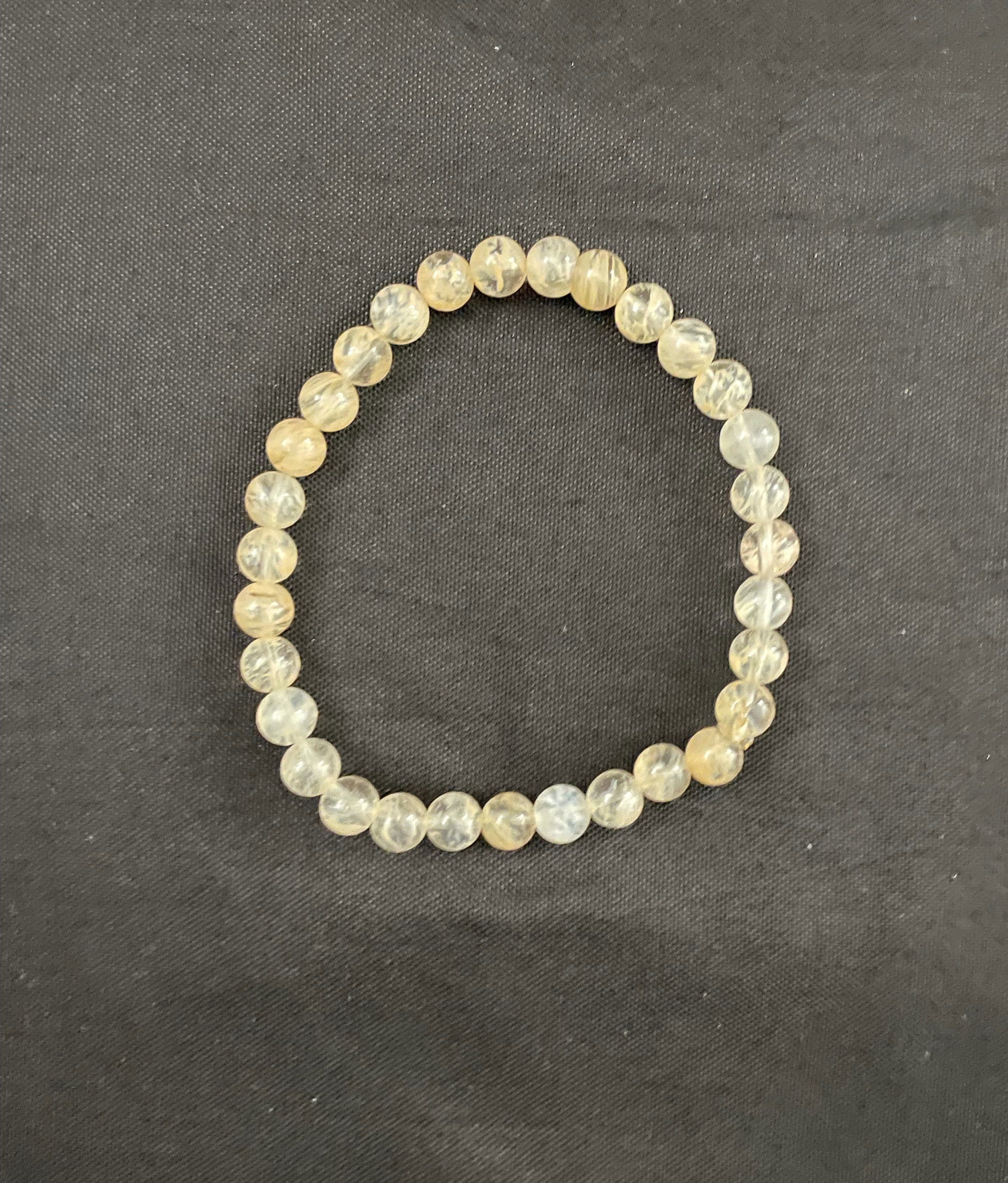 Transparent Glass with Yellow Specks Stretchy Bracelet