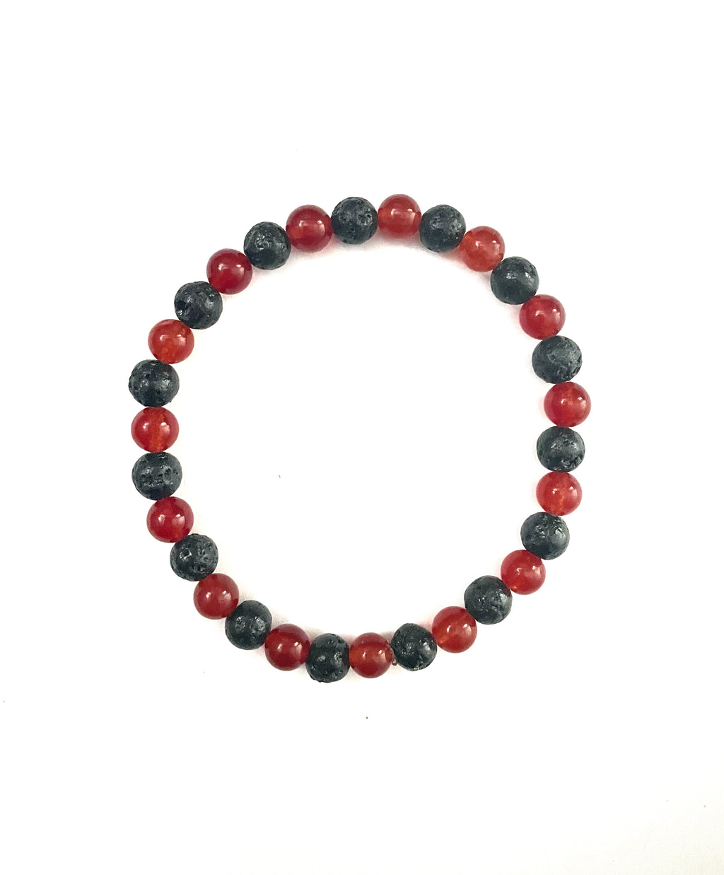 Transparent Red and Black Lava Stone Bracelet