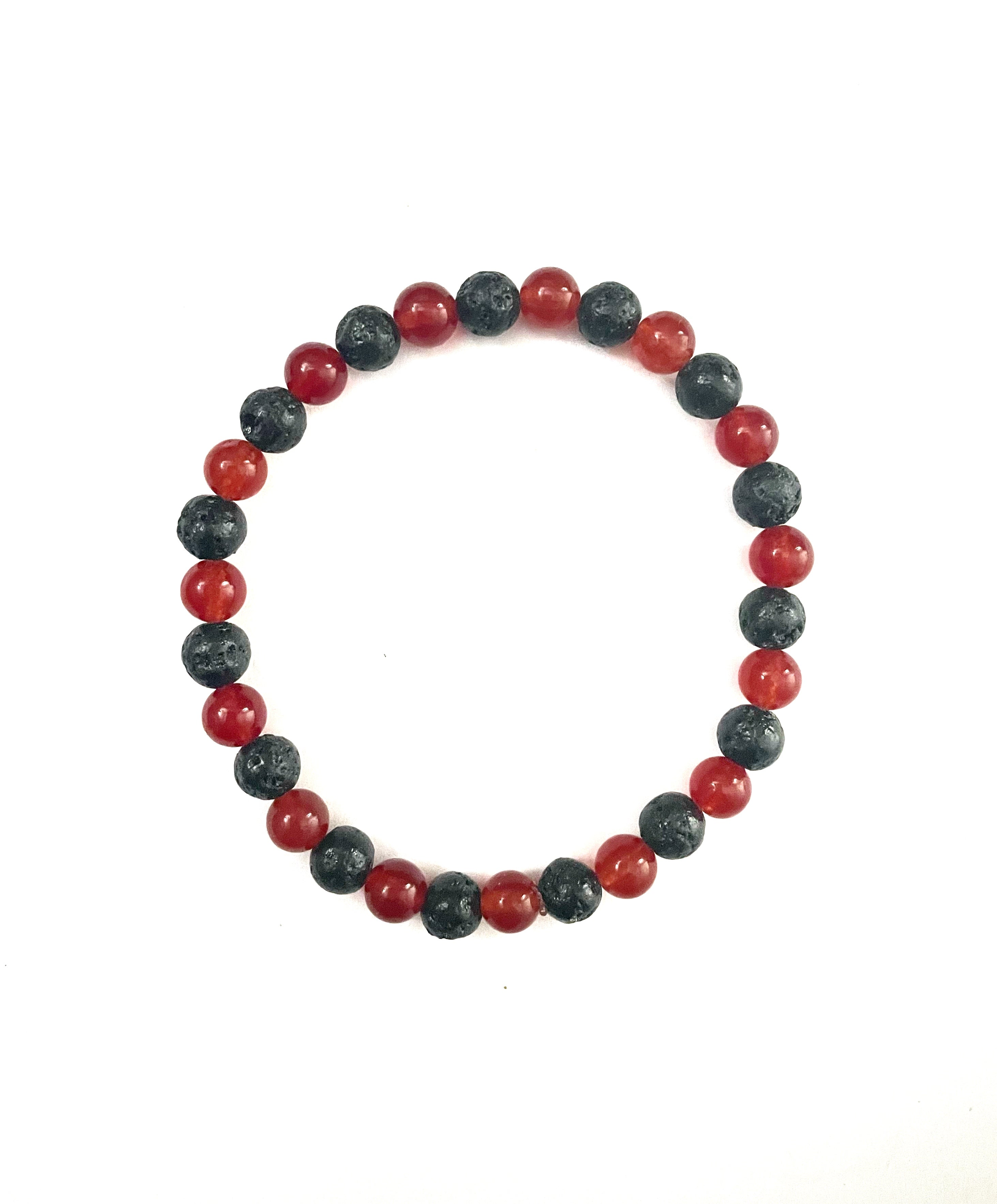 Transparent Red and Black Lava Stone Bracelet