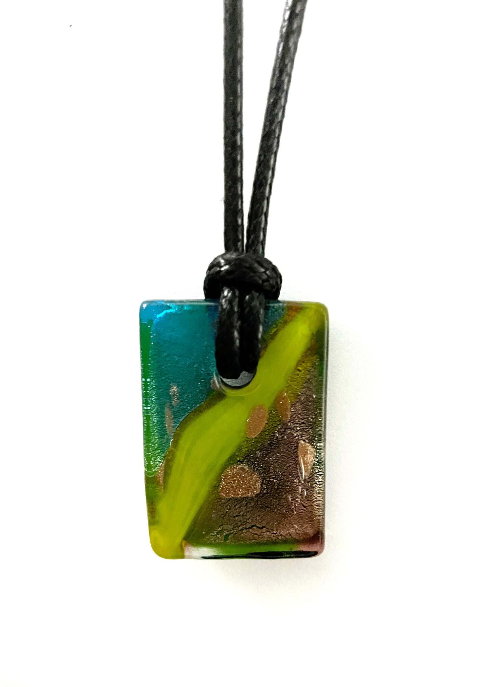 Blue, Yellow and Purple Rectangle Necklace