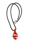 Red and White Swirl Glass Necklace