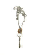 Large Key with Red Vein Jasper Necklace