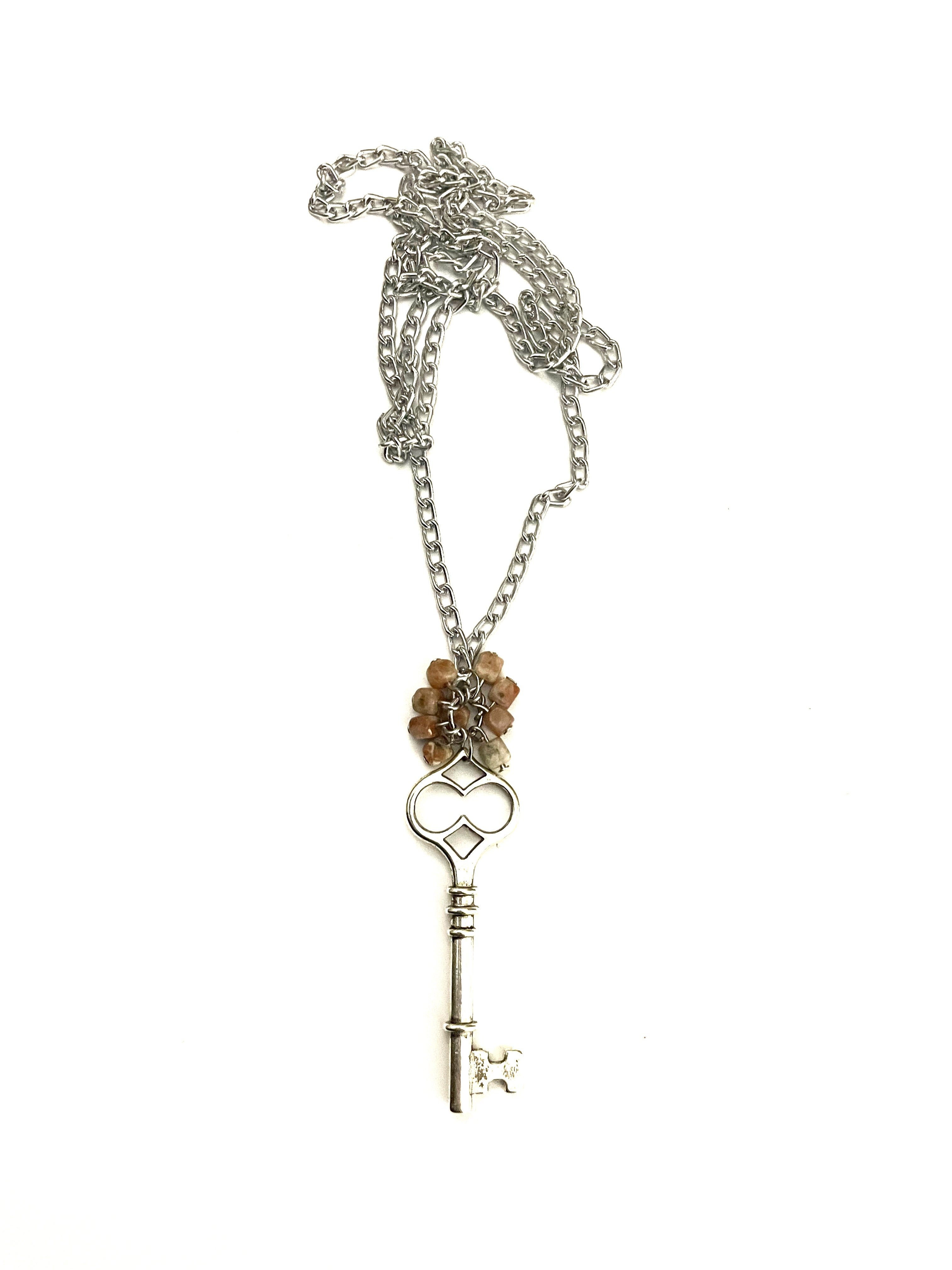 Large Key with Red Vein Jasper Necklace