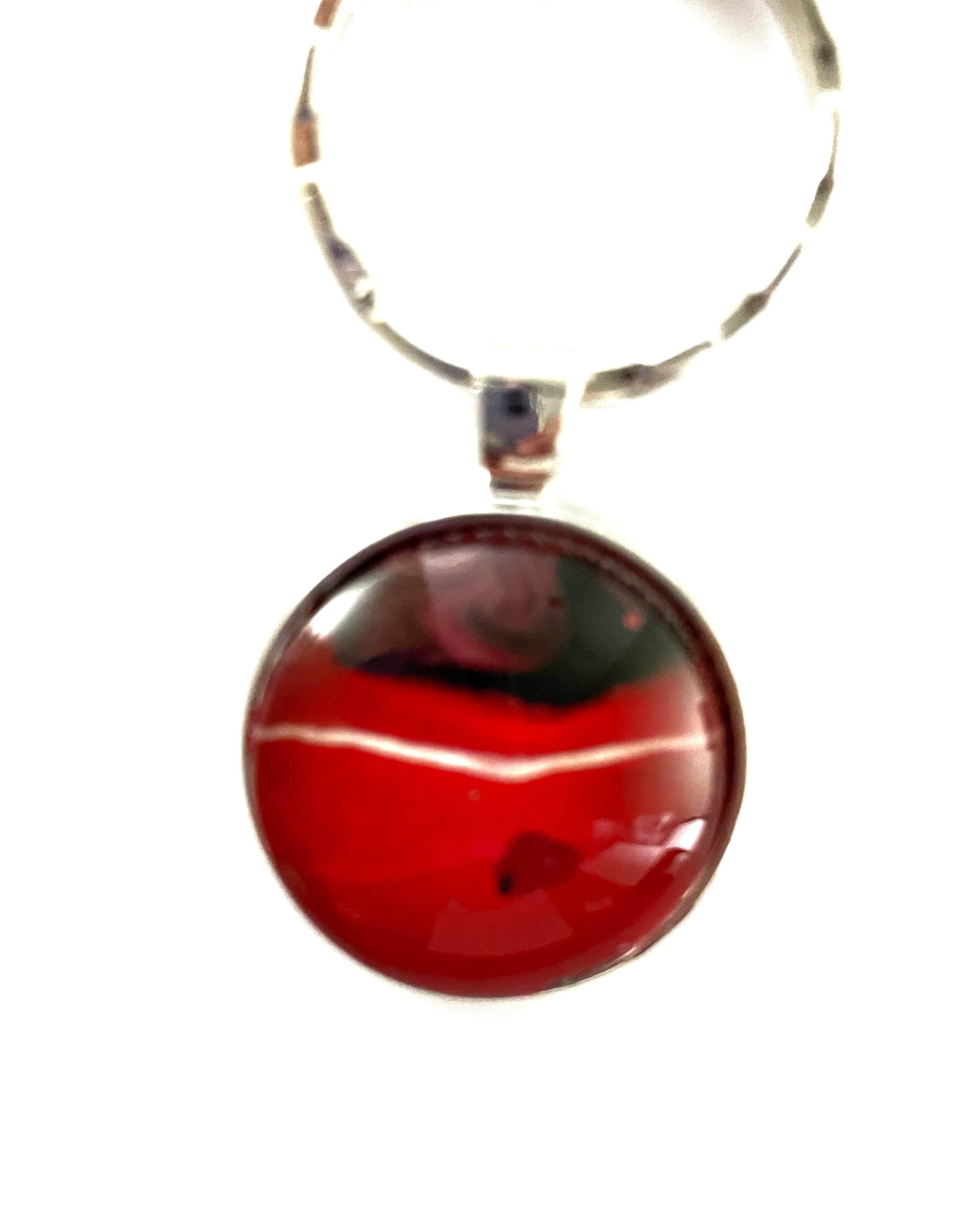 Red Acrylic Paint Key Ring