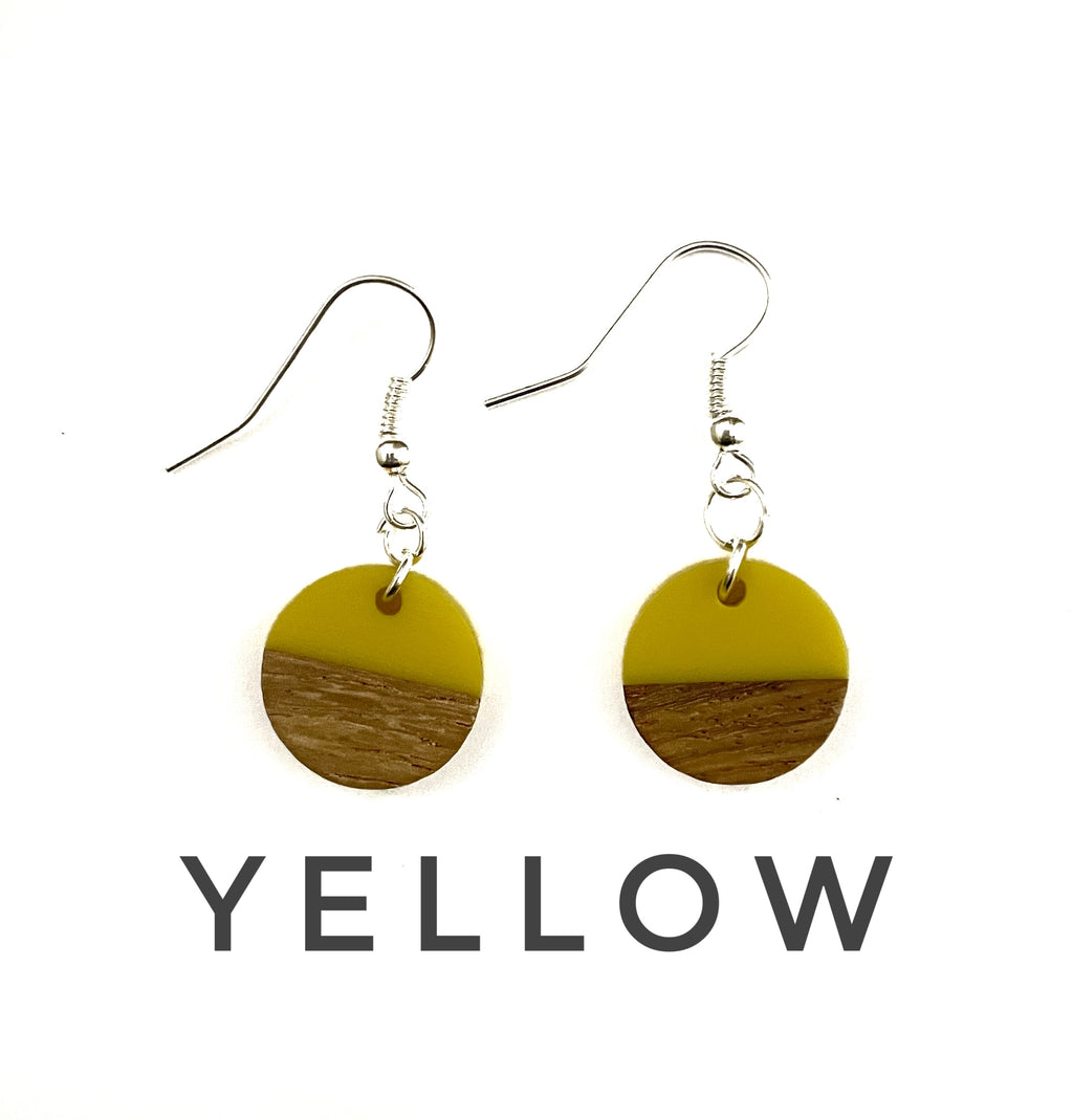 Extra Small Circle Resin & Wood  Earrings